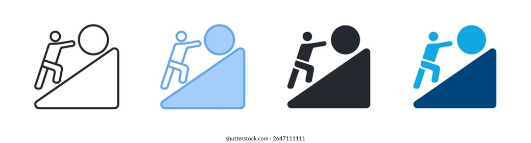 Ícone de persistência define vários estilos. Projetado Em Contorno, Azul, Glifo, Tom Duplo