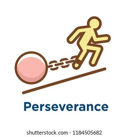 Persistence icon w image of extreme motivation and drive set on persevering