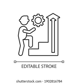 Persistence linear icon. Determination in work. Business improvement. Core corporate value. Thin line customizable illustration. Contour symbol. Vector isolated outline drawing. Editable stroke