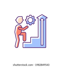 Persistence RGB color icon. Determination in work. Business improvement. Company leadership. Project development. Core corporate value. Organization and administration. Isolated vector illustration