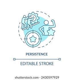 Persistence soft blue concept icon. Goal achieving. Teamwork organization. Round shape line illustration. Abstract idea. Graphic design. Easy to use in infographic, promotional material, article
