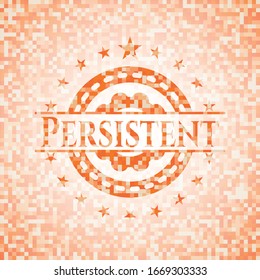 Persistent abstract orange mosaic emblem with background