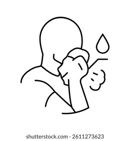 persistent cough blood disease symptom line icon vector. persistent cough blood disease symptom sign. isolated contour symbol black illustration