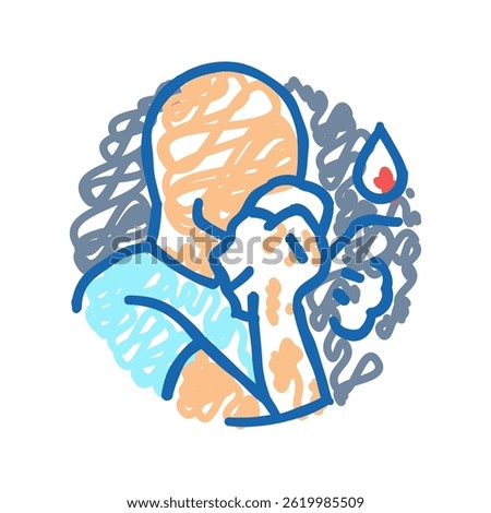 persistent cough blood disease symptom doodle icon sketch vector. persistent cough blood disease symptom sign. isolated symbol illustration