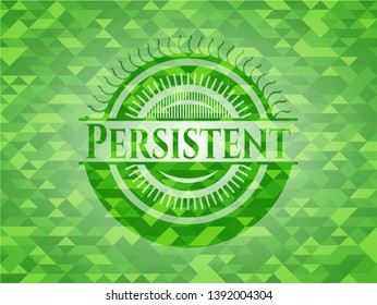 Persistent green emblem. Mosaic background. Vector Illustration. Detailed.