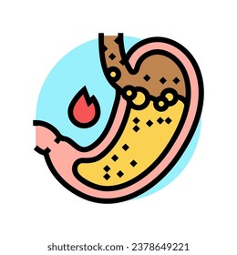 persistent heartburn disease symptom color icon vector. persistent heartburn disease symptom sign. isolated symbol illustration