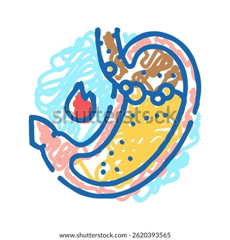 persistent heartburn disease symptom doodle icon sketch vector. persistent heartburn disease symptom sign. isolated symbol illustration