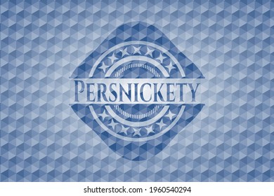 Persnickety blue badge with geometric pattern. Vector Illustration. Detailed. 