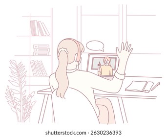 A person actively engaging in a virtual interaction through a laptop, showcasing modern methods of communication