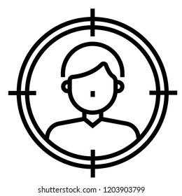 Person with aiming sight icon vector illustration in line stroke design