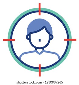 Person with aiming sight icon vector illustration in flat outline design