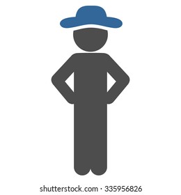 Person Akimbo vector icon. Style is bicolor flat symbol, cobalt and gray colors, rounded angles, white background.