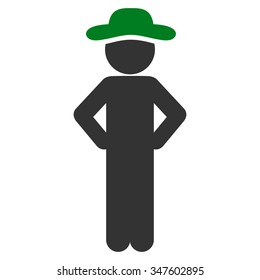 Person Akimbo vector icon. Style is bicolor flat symbol, green and gray colors, rounded angles, white background.