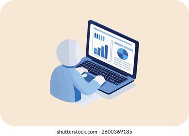Person Analyzing Data on Laptop, Focused on Business Charts and Graphs for Strategic Planning and Decision Making