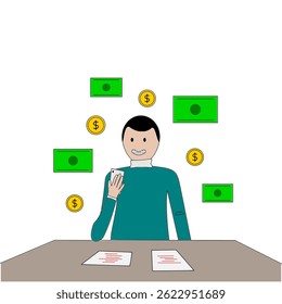 A person analyzing financial documents with currency symbols illustrating investment concepts.