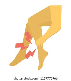 
Person With Ankle Pain Holding Aching Leg, Ankle Pain Icon Vector 
