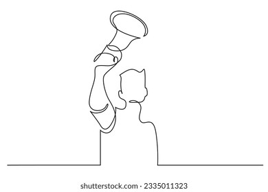 person announce megaphone speech activist business life line art