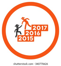 Person Annual Help vector icon. Style is bicolor flat circled symbol, orange and gray colors, rounded angles, white background.