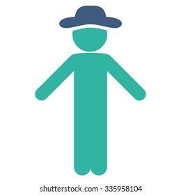 Person Apology vector icon. Style is bicolor flat symbol, cobalt and cyan colors, rounded angles, white background.