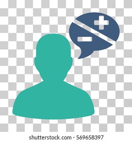 Person Arguments icon. Vector illustration style is flat iconic bicolor symbol, cobalt and cyan colors, transparent background. Designed for web and software interfaces.