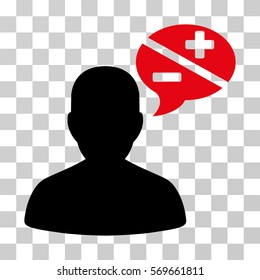 Person Arguments icon. Vector illustration style is flat iconic bicolor symbol, intensive red and black colors, transparent background. Designed for web and software interfaces.