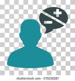 Person Arguments icon. Vector illustration style is flat iconic bicolor symbol, soft blue colors, transparent background. Designed for web and software interfaces.