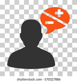 Person Arguments icon. Vector illustration style is flat iconic bicolor symbol, orange and gray colors, transparent background. Designed for web and software interfaces.