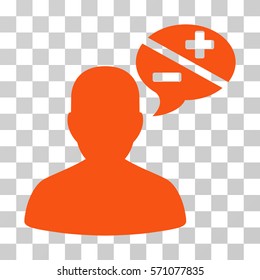 Person Arguments icon. Vector illustration style is flat iconic symbol, orange color, transparent background. Designed for web and software interfaces.