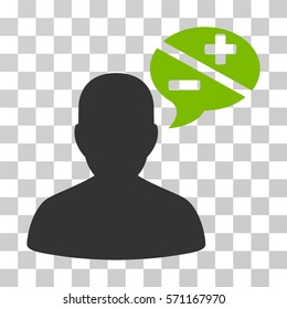 Person Arguments icon. Vector illustration style is flat iconic bicolor symbol, eco green and gray colors, transparent background. Designed for web and software interfaces.