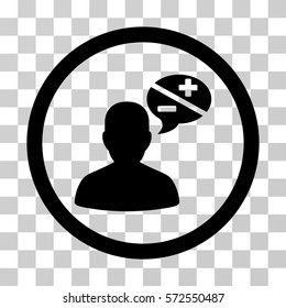 Person Arguments icon. Vector illustration style is flat iconic symbol, black color, transparent background. Designed for web and software interfaces.