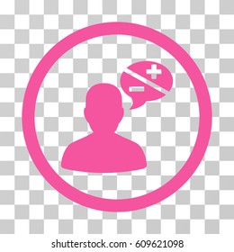 Person Arguments icon. Vector illustration style is flat iconic symbol, pink color, transparent background. Designed for web and software interfaces.