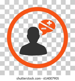 Person Arguments icon. Vector illustration style is flat iconic bicolor symbol, orange and gray colors, transparent background. Designed for web and software interfaces.