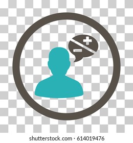 Person Arguments icon. Vector illustration style is flat iconic bicolor symbol, grey and cyan colors, transparent background. Designed for web and software interfaces.