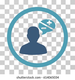 Person Arguments icon. Vector illustration style is flat iconic bicolor symbol, cyan and blue colors, transparent background. Designed for web and software interfaces.