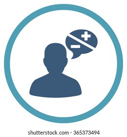 Person Arguments vector icon. Style is bicolor flat circled symbol, cyan and blue colors, rounded angles, white background.
