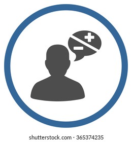 Person Arguments vector icon. Style is bicolor flat circled symbol, cobalt and gray colors, rounded angles, white background.