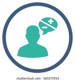 Person Arguments vector icon. Style is bicolor flat circled symbol, cobalt and cyan colors, rounded angles, white background.