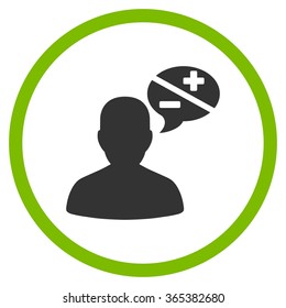 Person Arguments vector icon. Style is bicolor flat circled symbol, eco green and gray colors, rounded angles, white background.
