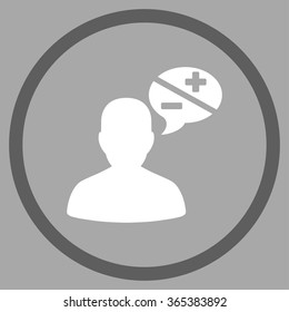 Person Arguments vector icon. Style is bicolor flat circled symbol, dark gray and white colors, rounded angles, silver background.