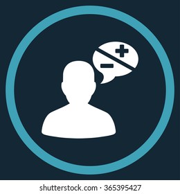 Person Arguments vector icon. Style is bicolor flat circled symbol, blue and white colors, rounded angles, dark blue background.