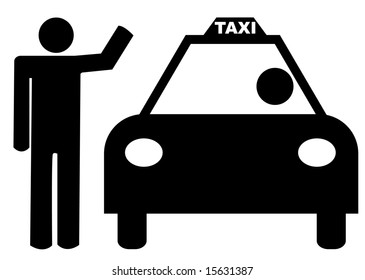 Person With Arm Up Hailing A Taxi