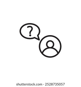 Person, die Frage stellt Symbol Umrissvektor für Web-UI