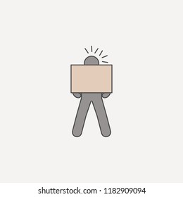 person is assiduously carrying box 2 colored line icon. Simple colored element illustration. person assiduously carrying box outline symbol design from carrying and picking box set on blue background