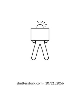 the person is assiduously carrying a box icon. Element of man carries a box illustration. Premium quality graphic design icon. Signs and symbols collection icon for websites on white background