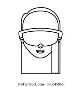 Person with augmented reality glasses vector illustration design