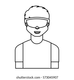 Person with augmented reality glasses vector illustration design