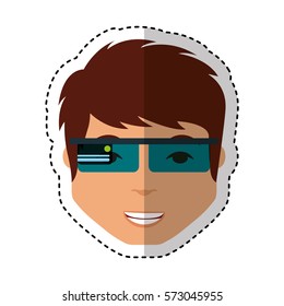 Person with augmented reality glasses vector illustration design