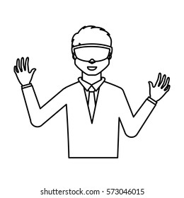 Person with augmented reality glasses vector illustration design