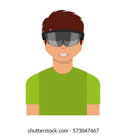 Person with augmented reality glasses vector illustration design