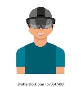 Person with augmented reality glasses vector illustration design